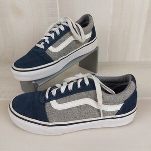 Vans Old Skool Youth Blue & Gray Kids Sneakers Size US 3 Classic Skate Shoes